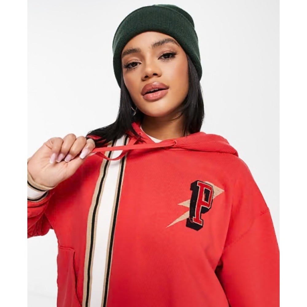 Puma by June Ambrose hoodie with asymmetric hem in red Size Medium - Picture 2 of 5